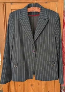 Paul Separates Skirt And Jacket Pinstripet Suit 14-16 Navy Blue Lined Work Event - Picture 1 of 8
