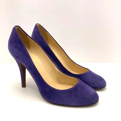 J. Crew Suede Pumps Purple Leather Womens 8.5 Stiletto Round Toe Made Italy - Image 1 of 4
