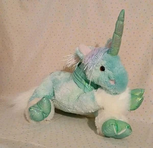 Peluche vintage Animal Alley verde unicorno scintillante 13” filato arcobaleno LEGGI - Foto 1 di 12