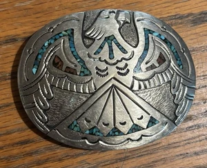 J NEZZIE Navajo Mosaik Türkis Adler Gürtelschnalle - Bild 1 von 6