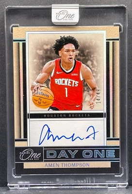 2024-25 PANINI ONE AND ONE AMEN THOMPSON DAY ONE SIGNATURES ON-CARD AUTO /49 - Image 1 of 2