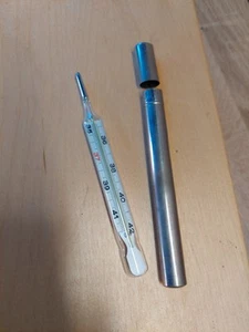 altes Fibertermometer mit Edelstahlhülle - Photo 1/6