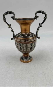 Bronze Mid-Century Modern Decorative Small Double Handle Brass Egyptian Vase - Picture 1 of 8