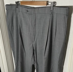 BALLIN Dress Pants Mens 42x30 Comfort EZE Super 120's Wool Pleated Gray GOOD - Picture 1 of 10