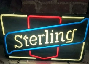 Vintage Sterling Bier Schild beleuchtet 80er Bar Deko Mann Höhle Licht Werbung - Bild 1 von 5