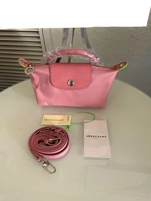 Longchamp le Pliage Tote Crossbody Bag Pink Xs Mini with schoulders strap - Image 1 of 4