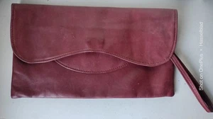 Vtg 1980s Cherokee Of California Thin Red Glove Leather Clutch Purse - Picture 1 of 6