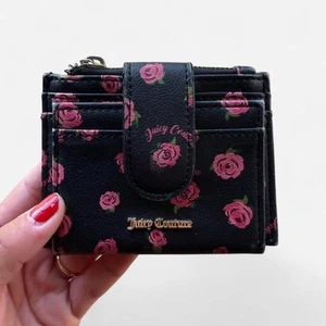 Y2K Juicy Couture black and pink rose printed small wallet - Picture 1 of 7