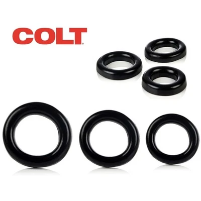 Juego de 3 anillos de goma para pene Colt S M L potenciador de la erección del pene masculino prolongar el retraso sexual Foto 1 de 4