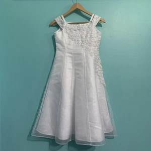 Sz 12 US Angels Girls Bridal Flower Girl White Embellished Dress Special Event  - Picture 1 of 8