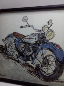 Original Painting Artwork American Motorcycle Harley Davidson By McReynolds - Picture 1 of 15