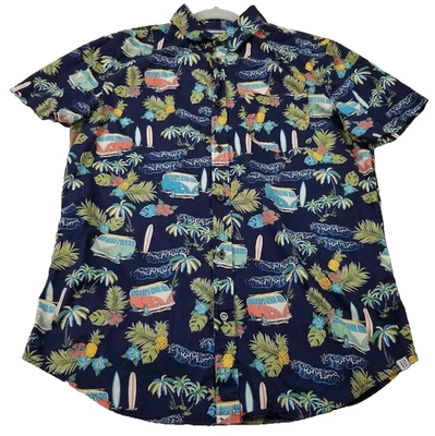 Sovereign Code Button Up Shirt Mens Small Flower Short Sleeve Tropical Surf Camp - Image 1 of 4