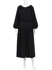 Barely Worn ZIMMERMANN Women's Black Midi Dress Size 2 - Drawstring Neck - Picture 1 of 3