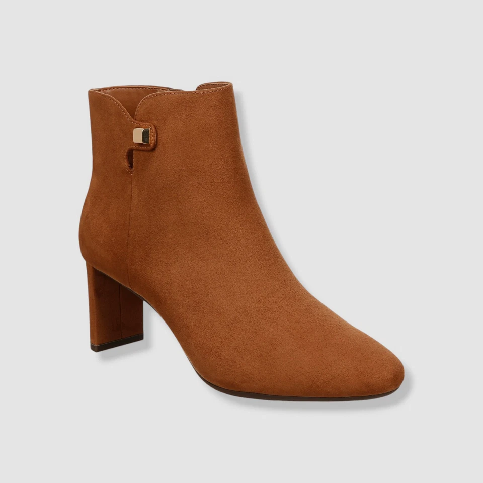 Alfani Womens Brown Zipper Round Toe Booties Shoes Size 10