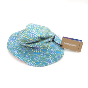 Patagonia Baby Sun Bucket Hat Size 0-3 Months Reversible Chin Strap 50+ UPF Blue - Picture 1 of 6