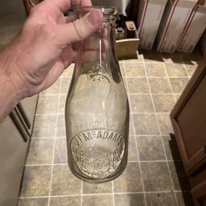 J.F. McAdams Gerrish Ave. Embossed Quart Milk Bottle Chelsea Massachusetts MA - Picture 1 of 11