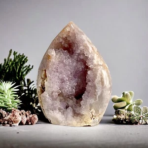 Atemberaubende rosa Amethyst Druzy Blume Achat Flamme 9,5 cm - 261 Gramm - Bild 1 von 4