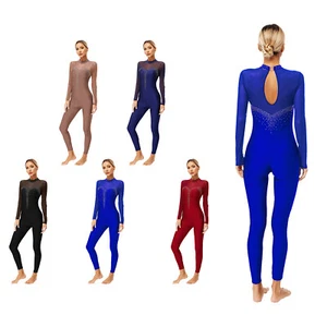 Body sportivo donna danza ginnastica tuta pattinaggio body lucido - Foto 1 di 43
