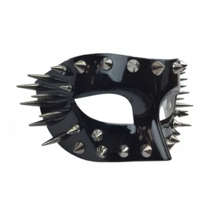 Men's Punk Aesthetic Spiked Halloween Costume Masquerade Eye Mask [Black] - Picture 1 of 3