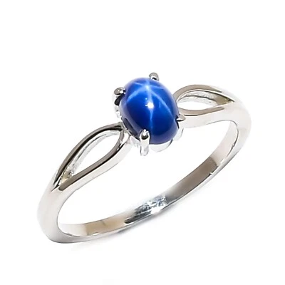 Blue Lindy Star Sapphire Ring 925 Sterling Silver Ring For Woman Birthday Gift - Image 1 of 4