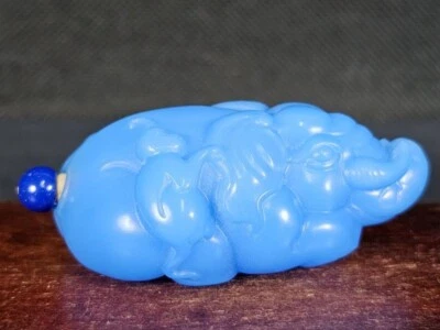 Botella de tabaco de vidrio tallado mono elefante chino Foto 1 de 4