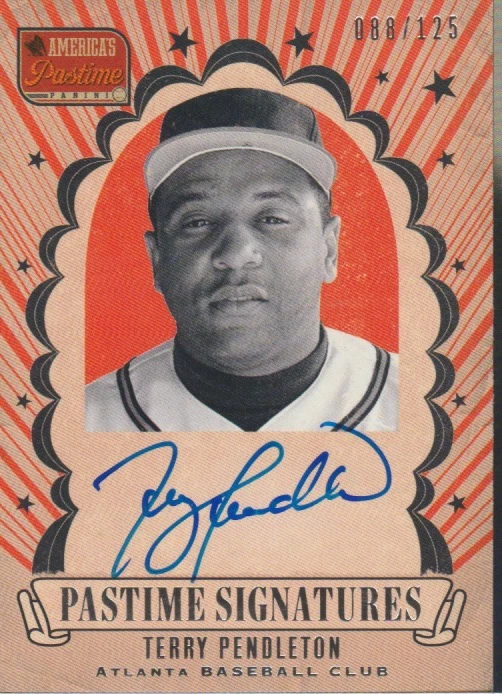 Tarjeta automática Terry Pendleton 2013 Panini America's Pasttime Signatures TP/125 Foto 1 de 2