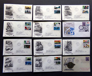 WORLD WAR II FDC Stamp Cover Lot WW2 USA 1st Day Set 12x 1946-1995 Army Military