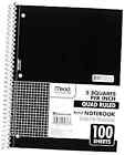  Spiral Notebook, 1-Subject, Graph Ruled Paper, 7-1/2" x 10-1/2", 100 Black