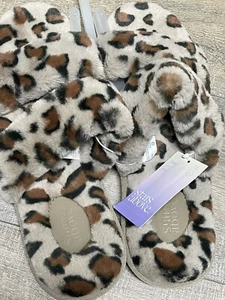 NEW Women's Brown Royal Fuzzy Leopard Slide House Slippers Stars Above Size 11 - Picture 1 of 6