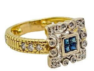 Ring 18 Karat Gelbgold Saphir & Diamant - Bild 1 von 11