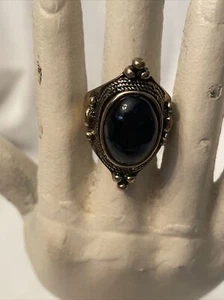 Gothic Unique Brass Metal Faux Opal Onyx Stone Ring! - Picture 1 of 4