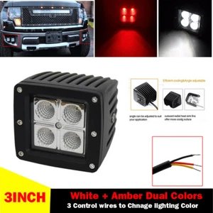 3inch Red + White Dual Color LED Work Light Flood Spot Cube Pods Fog Head Lamps - Picture 1 of 8