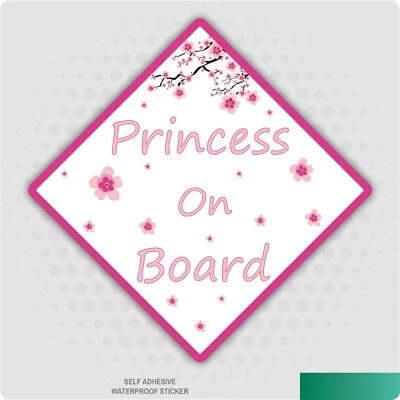 STICKERSHOP103 Prinzessin Baby an Bord rosa Blumen Mädchen Kind Sicherheit Aufkleber Auto Fahrzeug Schilder