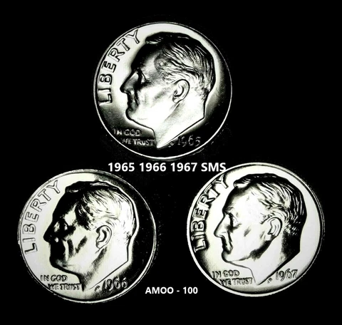 1965 1966 1967 SMS Roosevelt Dime From U.S. MINT Cover