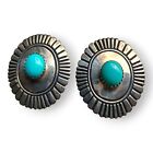 Vintage Tommy Singer Sterling Silver Concho Turquoise Post Earrings