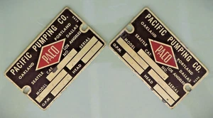VINTAGE PACIFIC PUMPIN CO PACO ORIGINAL NAMENSSCHILD ETIKETT MESSING NEUER ALTER BESTAND (nos) - Bild 1 von 10