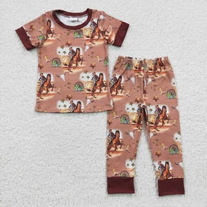 Baby Boys Sleeping Wear Cowboy Rodeo Western Short Sleeve Pajama set Outfit - Picture 1 of 19