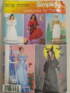 Patrón de Disfraz Simplicity 0519 Misses Ángel Bruja Gitana Pionera Princesa XS-L - Imagen 1 de 2