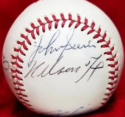 1975 SHERM LOLLAR NELLIE FOX Signed OAL Ball White Sox Team Old Timers Game HOF - Image 1 of 4
