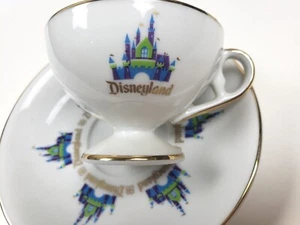 Disneyland Castle Walt Disney Productions Vtg Demitasse Cup Saucer Set Gilt - Picture 1 of 12