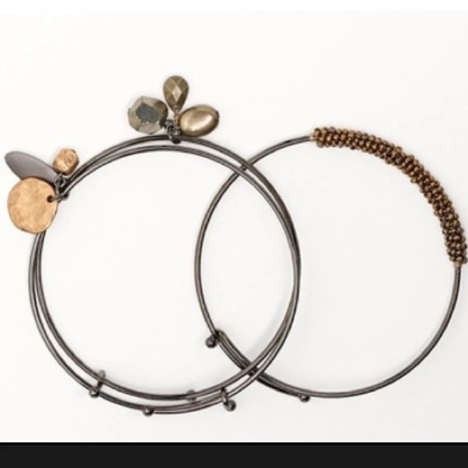 ColdWater Creek Bauble Kiss Lock Bangle Copper Plate Bead Stones Charm Bracelets - Image 1 of 4