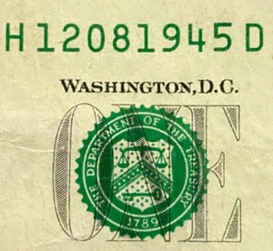 $1 BIRTHDAY NOTE "12081945"; DECEMBER 8, 1945 OR AUGUST 12, 1945 - Picture 1 of 3
