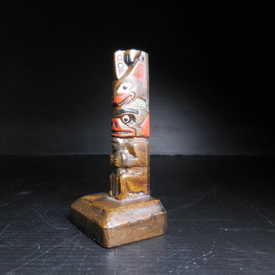N25.58 figurine statue totem Boma bois marron vintage art déco ethnique - Photo 1/4