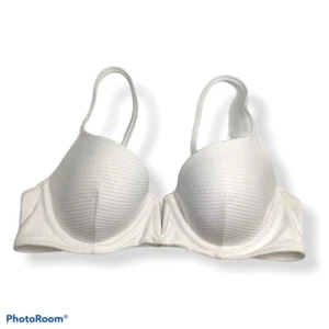 Shade & Shore Womens Bikini Swim Top White Adjustable Strap Lined Padded 34B New - Picture 1 of 11