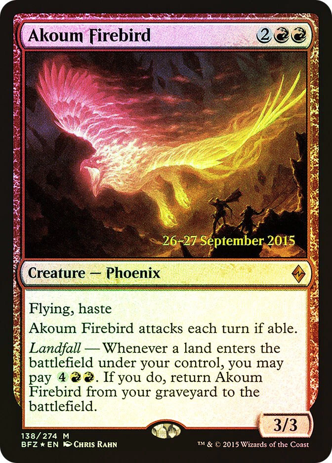 MTG FOIL Akoum Firebird Prerelease Battle for Zendikar  - Promo: Date Stamped - Image 1 of 1