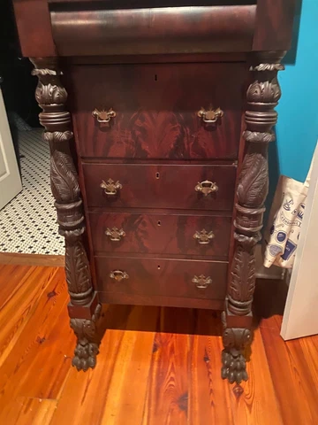 19TH CENTURY ANTIQUE FRENCH EMPIRE MAHOGANY LINGERIE CHEST HEAVI Cover