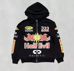 Felpa con cappuccio Half Evil 333 Racer adulto media full zip nuova - Foto 1 di 3