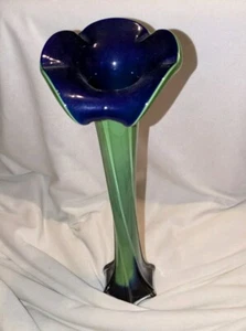Jarrón JACK IN THE PULPIT AZUL COBALTO Y VERDE ESTILO MURANO CON ESTUCHE DE VIDRIO CALA LILY - Imagen 1 de 1