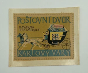 Etiqueta/pegatina de equipaje vintage Postovni Bvur Karlovy Vary café restaurante - Imagen 1 de 2