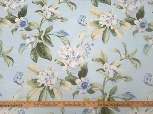 P Kaufmann MAGNOLIA TREE SKYLIGHT Blue Green Floral Designer Drapery Uph Fabric - Picture 1 of 4